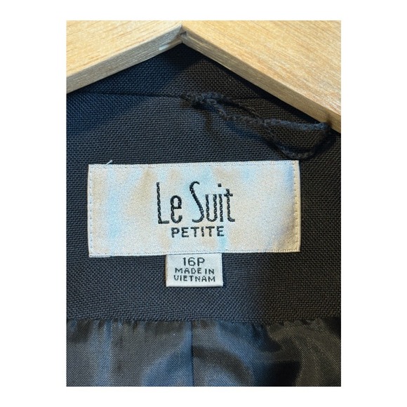 Vintage Le Suit Black Zebra Butterfly Print Skirt Suit Set Women Size 16P - Picture 10 of 12